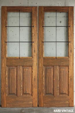 木製玄関ドア ID-937 　観音開き戸　ヴィンテージフィニッシュ アイアン格子